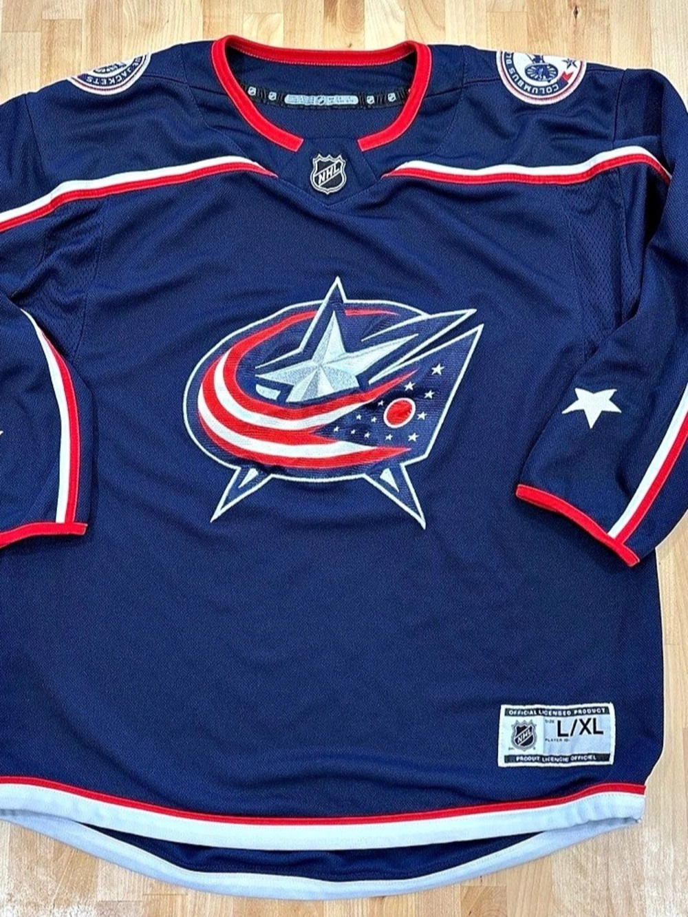 NHL Columbus Blue Jackets hockey jersey Hockey Jersey Blue Red Youth Size L/XL